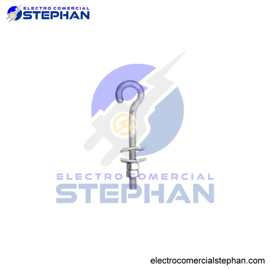 PERNO GANCHO F.G. DE 5/8X12´´ C/TUERCA Y CONT. + 2ARANDELAS CURVAS