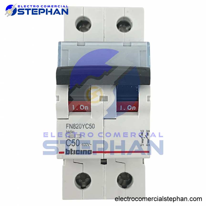 INTERRUPTOR TERMOMAGNÉTICO 2X50A 220V-10KA BTICINO