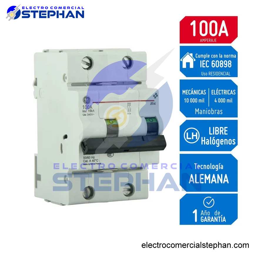 INTERRUPTOR TERMOMAGNÉTICO 2X100A 220V-10KA GENERAL ELECTRIC